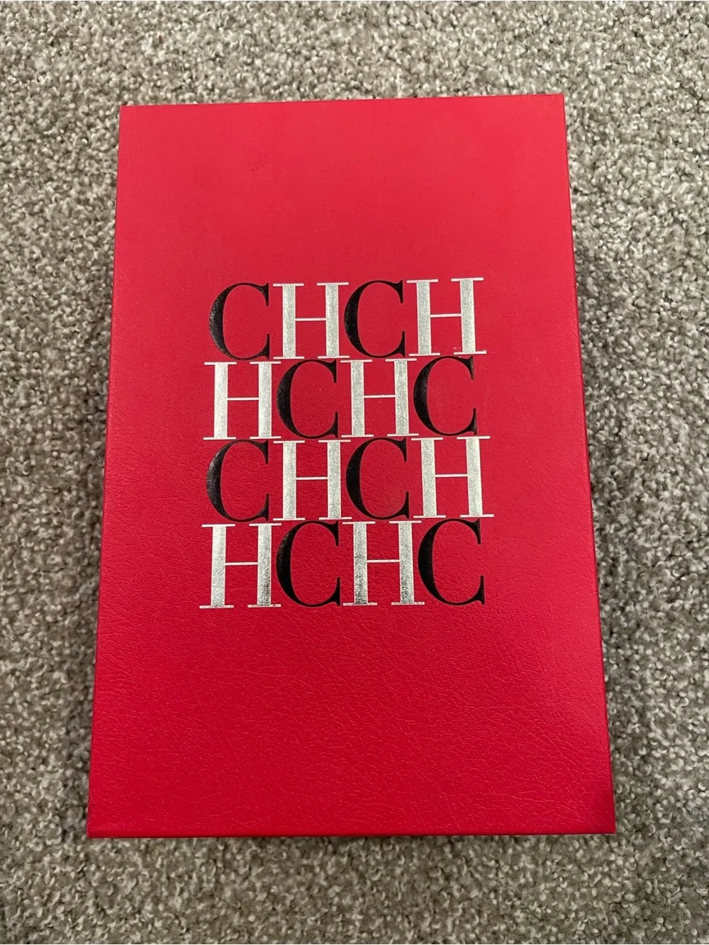 Carolina Herrera Red CH Monogram Gift Box with Black & White Logo
